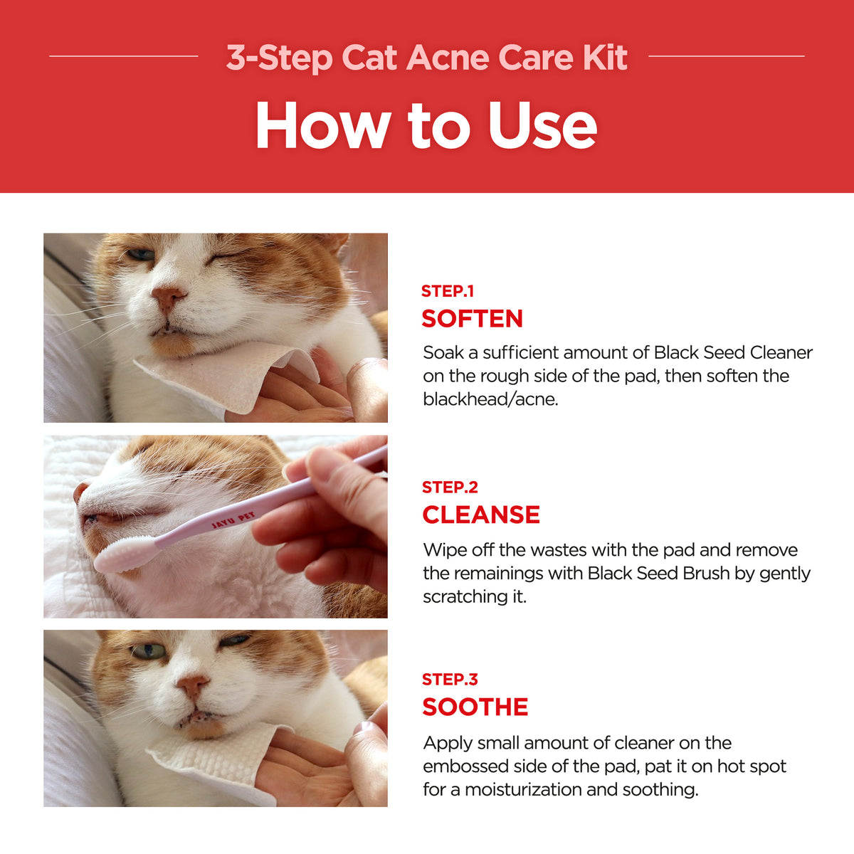 Jayu Pet 3-Step Cat Acne Kit