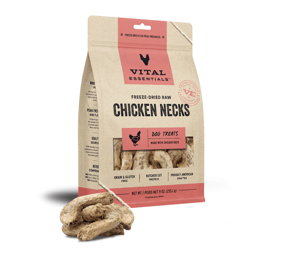 Vital Essentials Freeze Dried Raw Chicken Necks Dog Treats