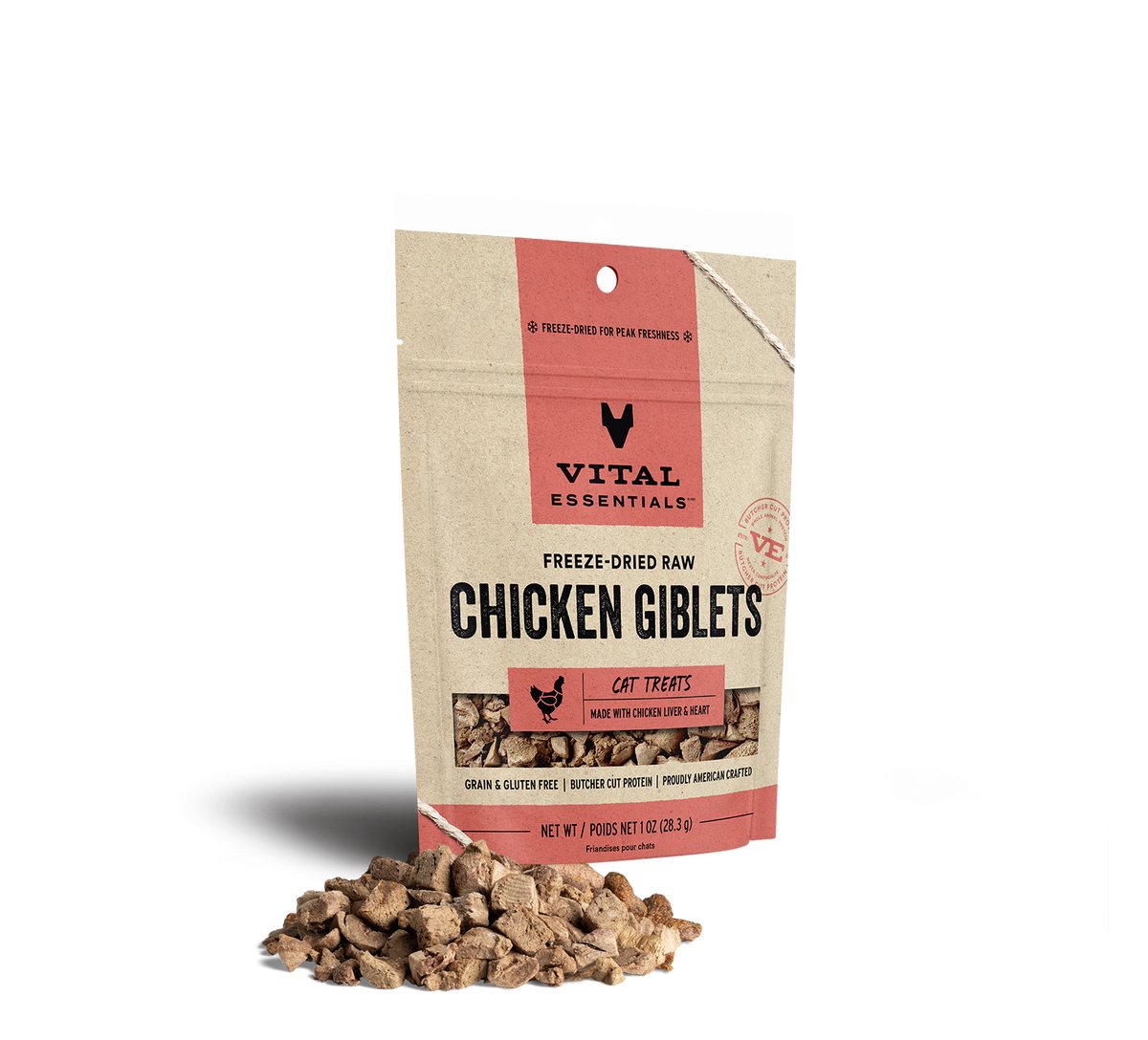 Vital Essentials Freeze Dried Raw Chicken Giblets Cat Treats