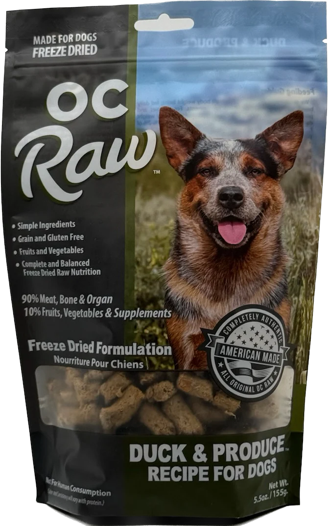 OC Raw Freeze Dried Raw Duck & Produce Meaty Rox 5.5oz
