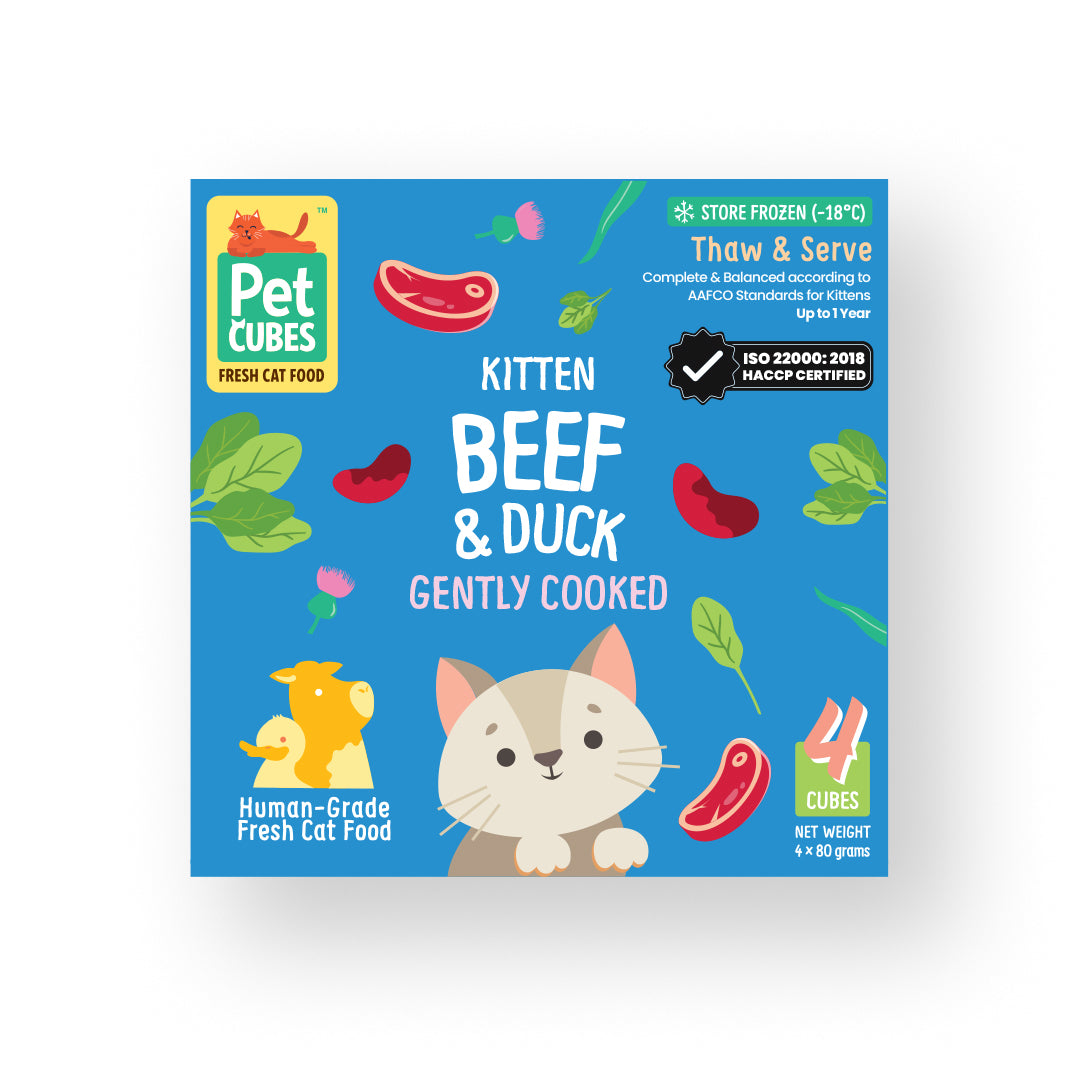 PetCubes Gently Cooked Frozen Kitten Food - Beef & Duck