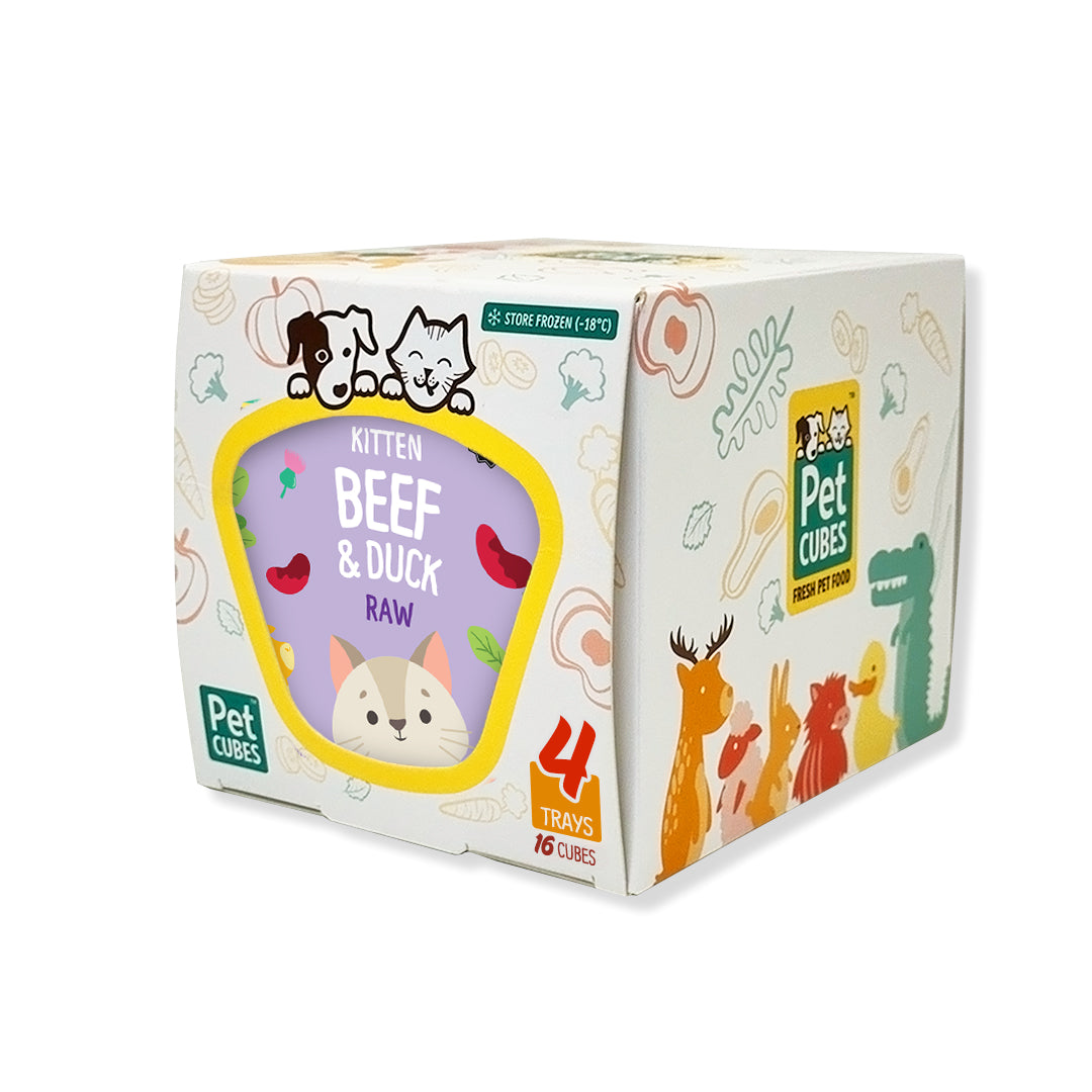 PetCubes Raw Frozen Kitten Food - Beef & Duck