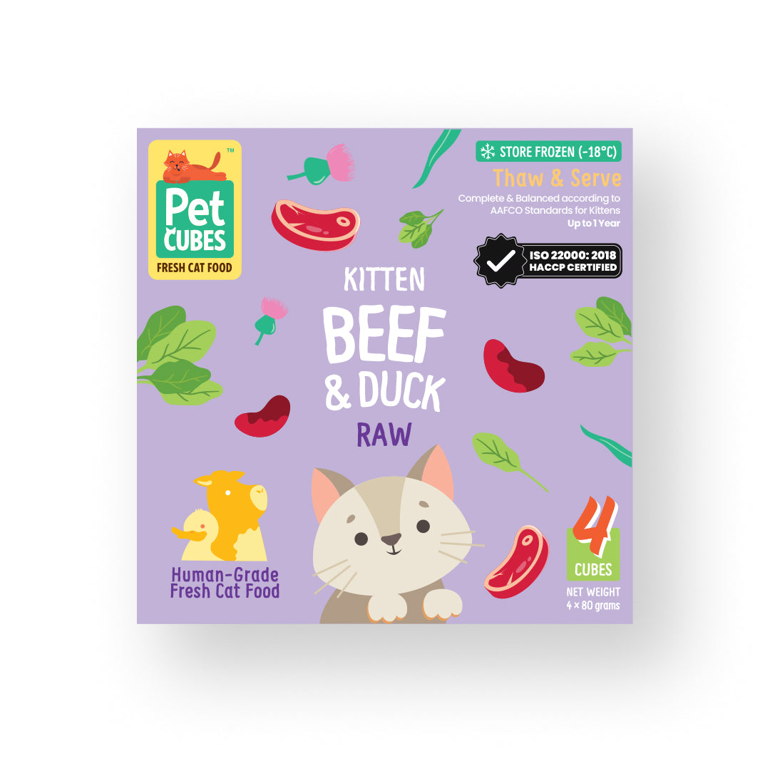 PetCubes Raw Frozen Kitten Food - Beef & Duck