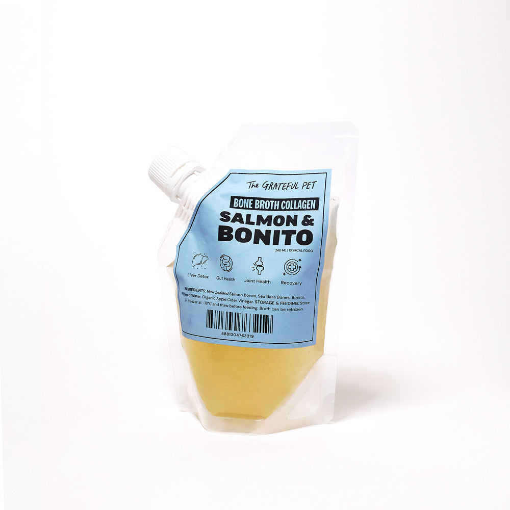 The Grateful Pet Frozen Bone Broth - Salmon & Bonito