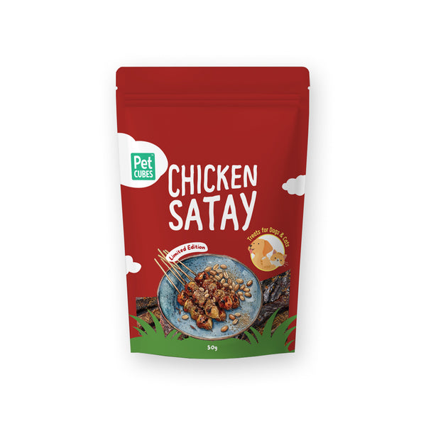 [National Day Special'26] PetCubes Chicken Satay Treats for Dogs & Cats - 50G